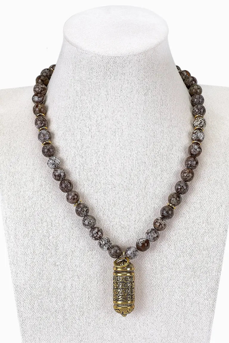 Obsidiaan Festival ketting met donkere natuursteen